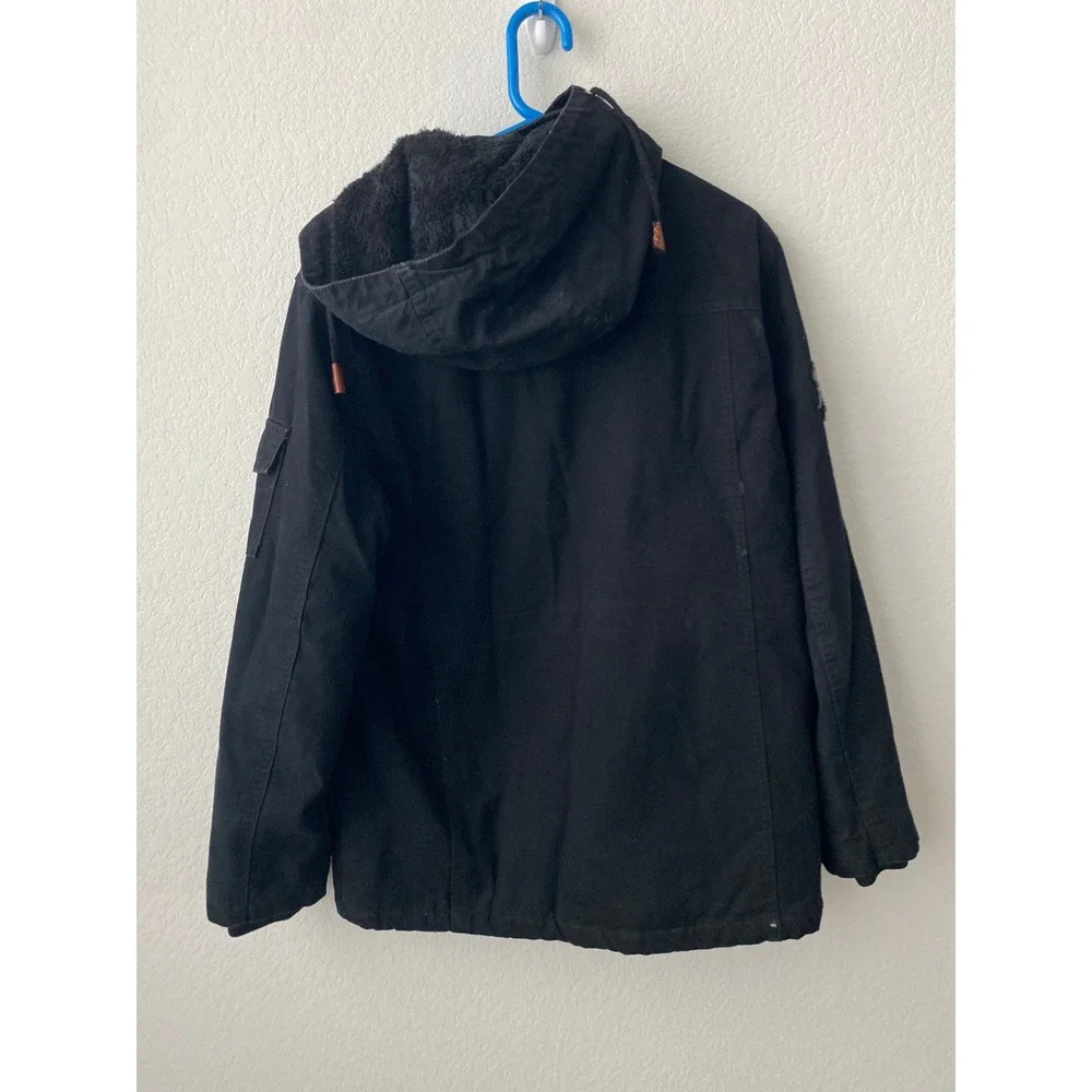 Now's Fashion Mens Utility Field Jacket GORPCORE Canvas Parka Size XL Black